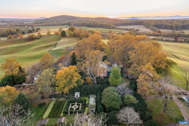 19184 Mt Sharon Rd, Orange, VA 22960 - aerial view at dusk featuring a mountain view