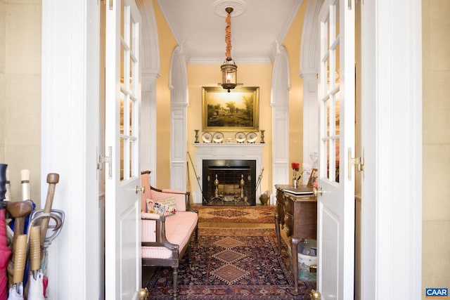 19184 Mt Sharon Rd, Orange, VA 22960 - interior space with crown molding and a fireplace