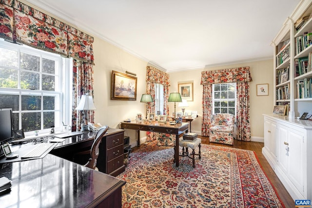 19184 Mt Sharon Rd, Orange, VA 22960 - office with baseboards, crown molding, and wood finished floors