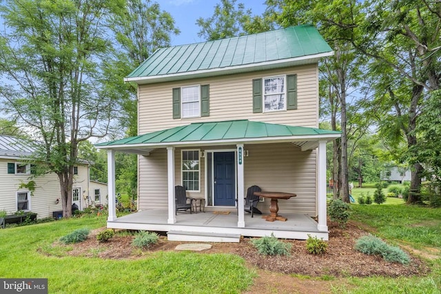8558 Opal Rd, Warrenton, VA 20186 - view of front of property with a standing seam roof, a metal roof, and covered porch