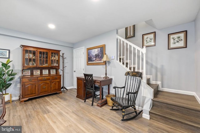 8558 Opal Rd, Warrenton, VA 20186 - entrance foyer featuring light wood finished floors, stairway, and recessed lighting
