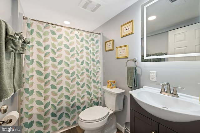 8558 Opal Rd, Warrenton, VA 20186 - full bathroom with vanity, a shower with shower curtain, and recessed lighting