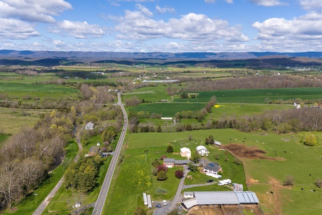 10999 Orkney Grade, Mount Jackson, VA 22842 - aerial view of property and surrounding area with rural landscape, a mountainous background, and agricultural land