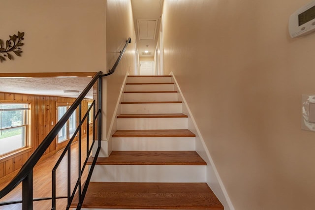 10999 Orkney Grade, Mount Jackson, VA 22842 - staircase with wood finished floors, wood walls, and baseboards