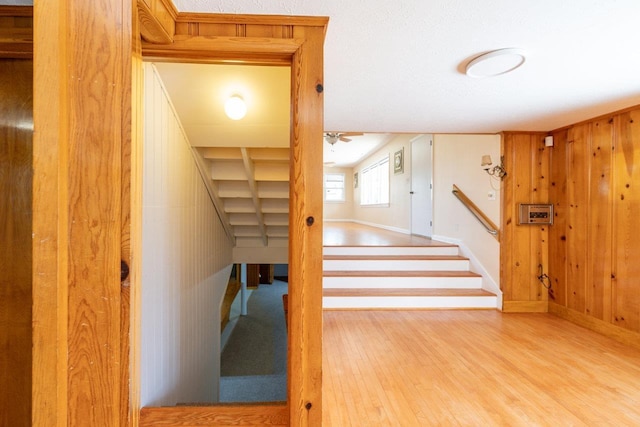 10999 Orkney Grade, Mount Jackson, VA 22842 - stairway with wood finished floors, baseboards, and ceiling fan