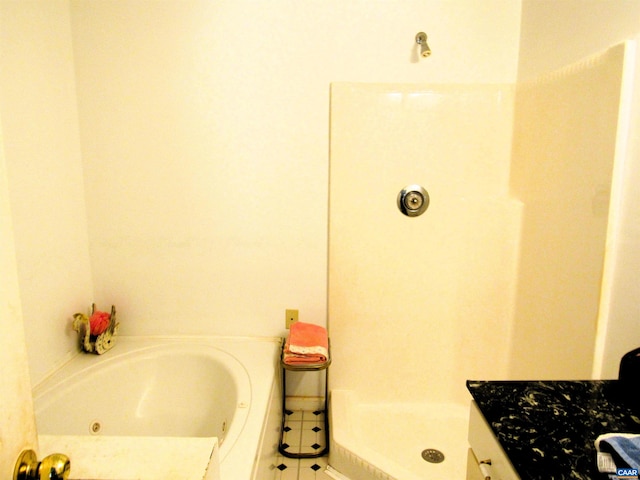 238 My Way, Amherst, VA 24521 - bathroom with a whirlpool tub, tile patterned flooring, and walk in shower