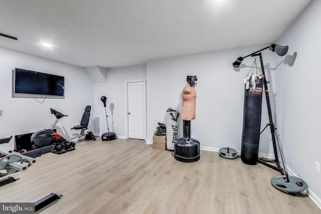 13001 Wipple Ct, Fredericksburg, VA 22407 - workout room featuring wood finished floors and baseboards