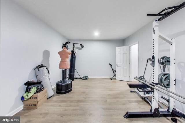 13001 Wipple Ct, Fredericksburg, VA 22407 - workout area with baseboards and wood finished floors