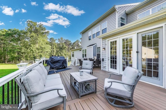13001 Wipple Ct, Fredericksburg, VA 22407 - deck featuring a grill and an outdoor hangout area