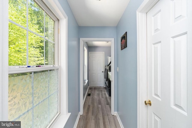 12107 Knight Ct, Fredericksburg, VA 22407 - hall with baseboards and dark wood-style flooring