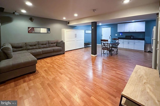 12107 Knight Ct, Fredericksburg, VA 22407 - living room with light wood-style floors, recessed lighting, and baseboards