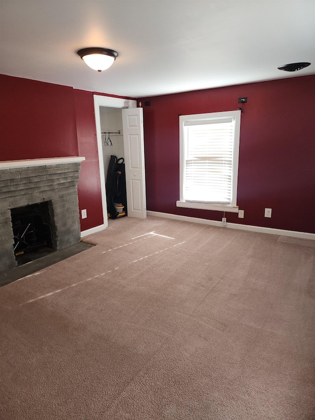 1111 Maple St, Staunton, VA 24401 - unfurnished living room featuring a fireplace with flush hearth and carpet