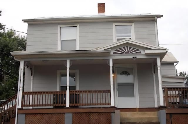 1111 Maple St, Staunton, VA 24401 - view of front of property featuring covered porch, a chimney, and stairway