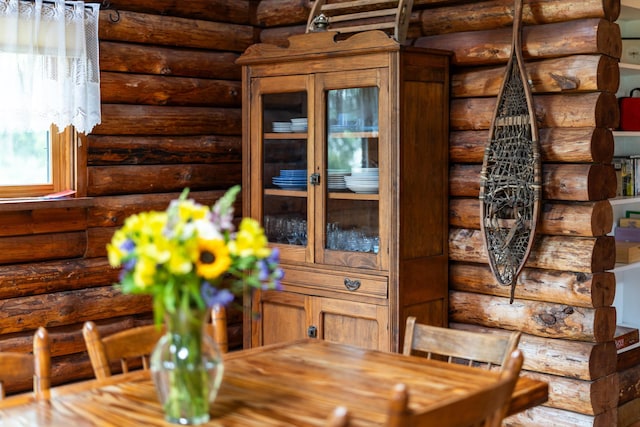 35 Bottom Rd S, Raphine, VA 24472 - dining room featuring log walls