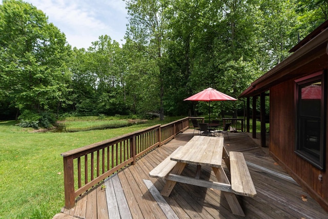 35 Bottom Rd S, Raphine, VA 24472 - wooden terrace with outdoor dining space and a yard