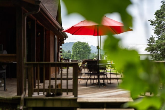 35 Bottom Rd S, Raphine, VA 24472 - wooden deck with outdoor dining area and a mountain view