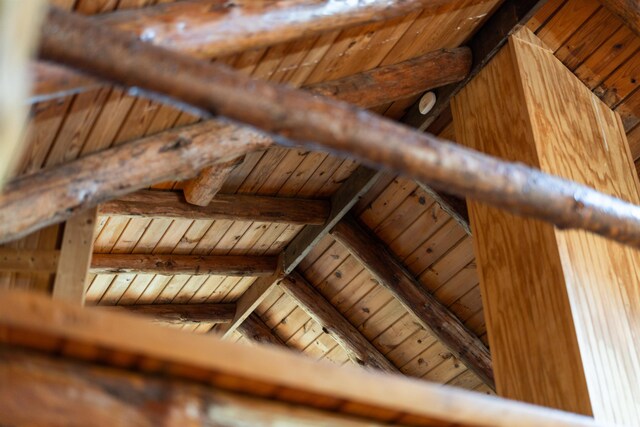 35 Bottom Rd S, Raphine, VA 24472 - detailed view of a wood ceiling with exposed beams