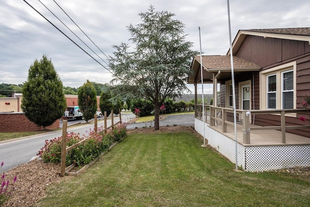view of yard with a deck
