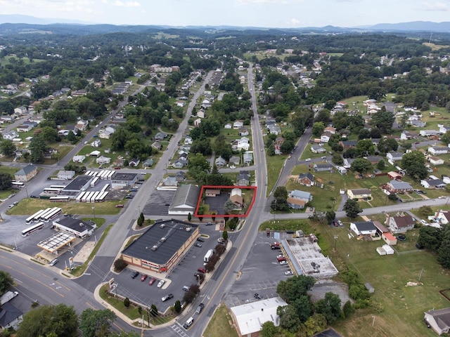 aerial view with a mountain view