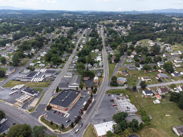 drone / aerial view with a mountain view