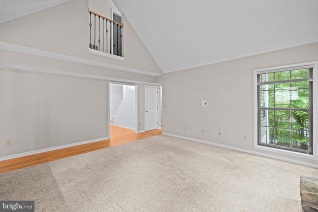 47 Marwood Dr, Palmyra, VA 22963 - unfurnished living room featuring high vaulted ceiling and carpet flooring