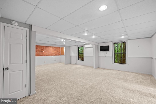 47 Marwood Dr, Palmyra, VA 22963 - spare room featuring an AC wall unit, carpet flooring, plenty of natural light, a drop ceiling, and recessed lighting
