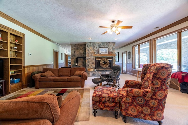5090 Springhouse Cir, Rockingham, VA 22802 - living area featuring ornamental molding, carpet flooring, and a wealth of natural light