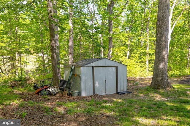 1905 Artillery Ridge Rd, Fredericksburg, VA 22408 - view of shed featuring a wooded view