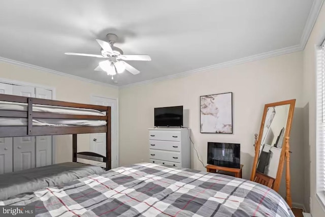 195 White Oak Dr, Roseland, VA 22967 - bedroom featuring ornamental molding and a ceiling fan