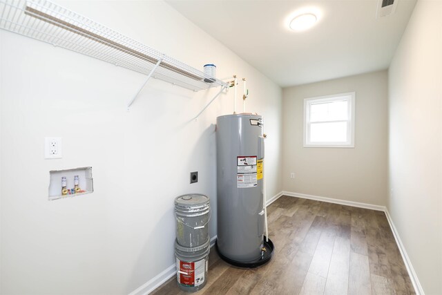 utility room with electric water heater