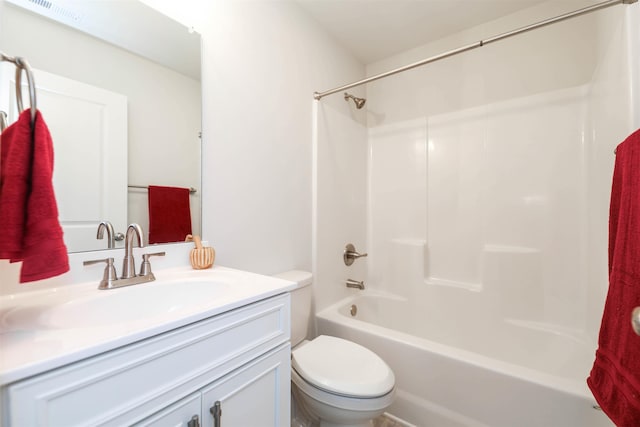 full bathroom with vanity, toilet, and shower / bath combination