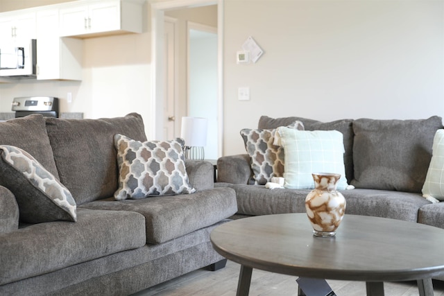 living room with light wood-type flooring