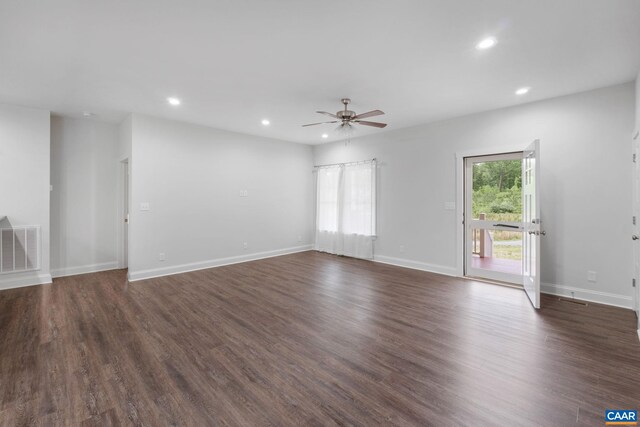 6169 Community House Rd, Columbia, VA 23038 - spare room with ceiling fan, dark wood-style floors, recessed lighting, and baseboards
