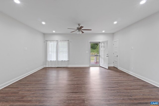 6169 Community House Rd, Columbia, VA 23038 - spare room featuring a ceiling fan, recessed lighting, baseboards, and dark wood-type flooring