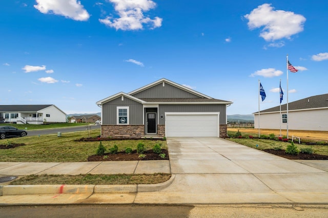 14767 Green View Dr, Elkton, VA 22827 - craftsman inspired home featuring an attached garage, concrete driveway, and stone siding