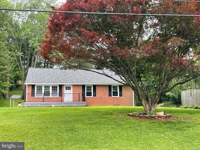  - single story home featuring brick siding, a shingled roof, and crawl space