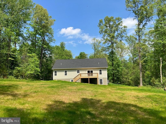 14400 Reva Rd, Reva, VA 22735 - rear view of house with stairway, a deck, and a lawn