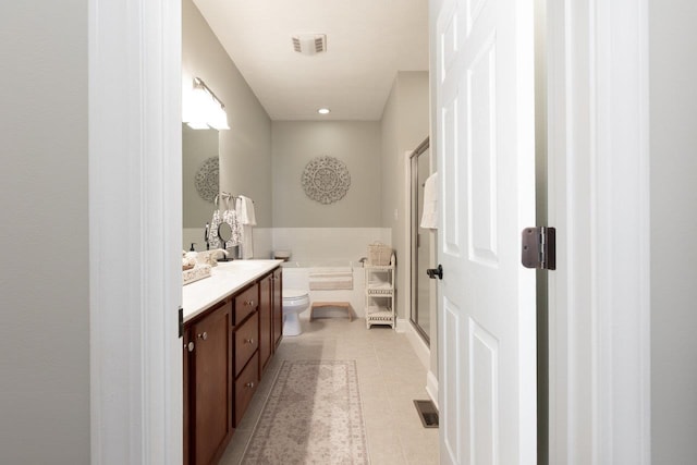 21 Spring View Dr, Staunton, VA 24401 - full bathroom featuring a garden tub, vanity, toilet, tile patterned floors, and recessed lighting