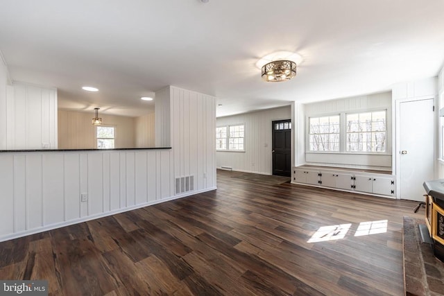 201 Chad Berry Ln, Syria, VA 22743 - unfurnished living room with dark wood finished floors and recessed lighting