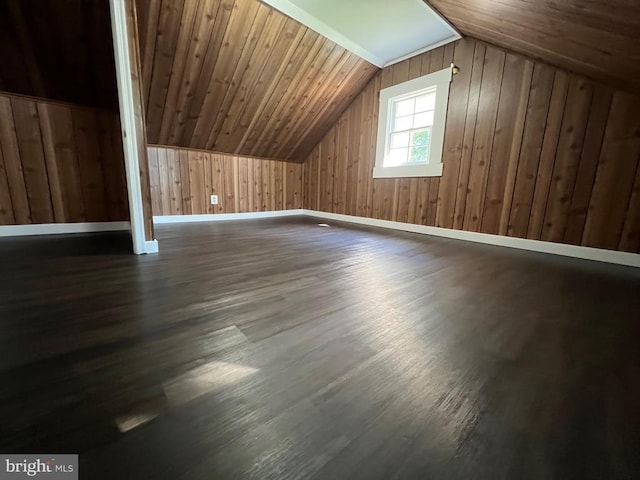 9872 Red Hill Rd, Spotsylvania, VA 22553 - additional living space with vaulted ceiling, wood finished floors, and wood walls