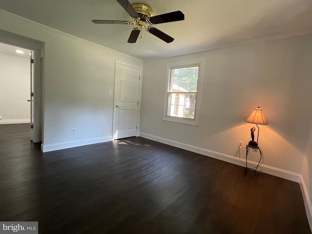 9872 Red Hill Rd, Spotsylvania, VA 22553 - empty room with dark wood finished floors, crown molding, and ceiling fan