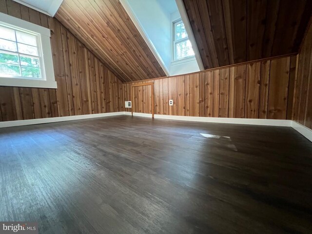 9872 Red Hill Rd, Spotsylvania, VA 22553 - bonus room with wood finished floors, vaulted ceiling, and wooden walls