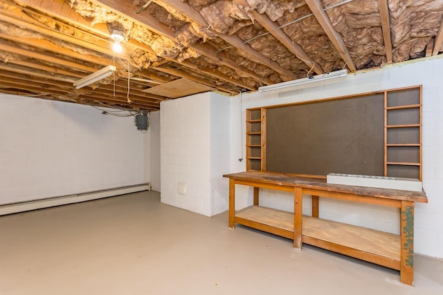 871 Kent Rd, Waynesboro, VA 22980 - unfinished basement featuring a baseboard heating unit and concrete block wall