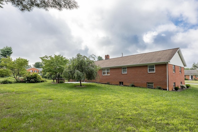 871 Kent Rd, Waynesboro, VA 22980 - rear view of house with brick siding, a chimney, and a yard