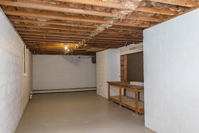871 Kent Rd, Waynesboro, VA 22980 - unfinished below grade area featuring a baseboard heating unit and concrete block wall