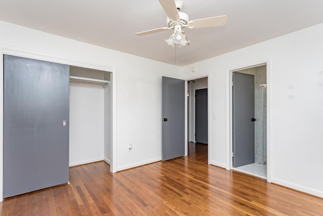 871 Kent Rd, Waynesboro, VA 22980 - unfurnished bedroom featuring wood finished floors, a closet, and ceiling fan