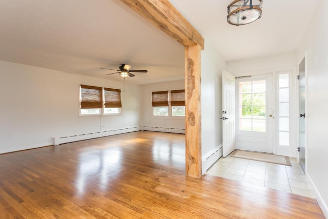 871 Kent Rd, Waynesboro, VA 22980 - entrance foyer with healthy amount of natural light, wood finished floors, a baseboard radiator, and a ceiling fan