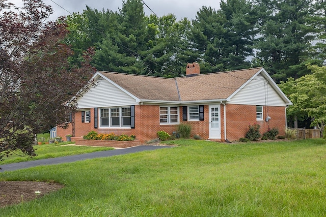 871 Kent Rd, Waynesboro, VA 22980 - ranch-style home with brick siding, a chimney, and a front lawn