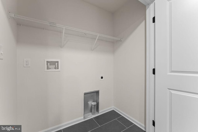 5831 Stubbs Bridge Rd, Mineral, VA 23117 - laundry area with hookup for an electric dryer, dark tile patterned floors, baseboards, and washer hookup