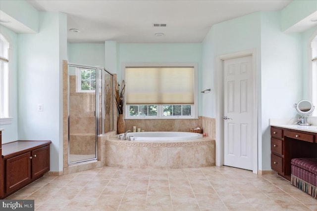 519 Cardinal Ln, Warrenton, VA 20186 - full bath with a garden tub, a stall shower, tile patterned floors, and vanity